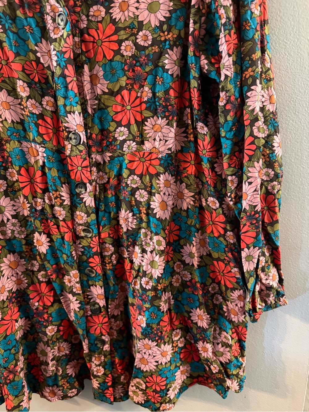 NATURAL LIFE Womens Button Down Colorful Floral Silky Tunic Boho S26 XL - Picture 5 of 12